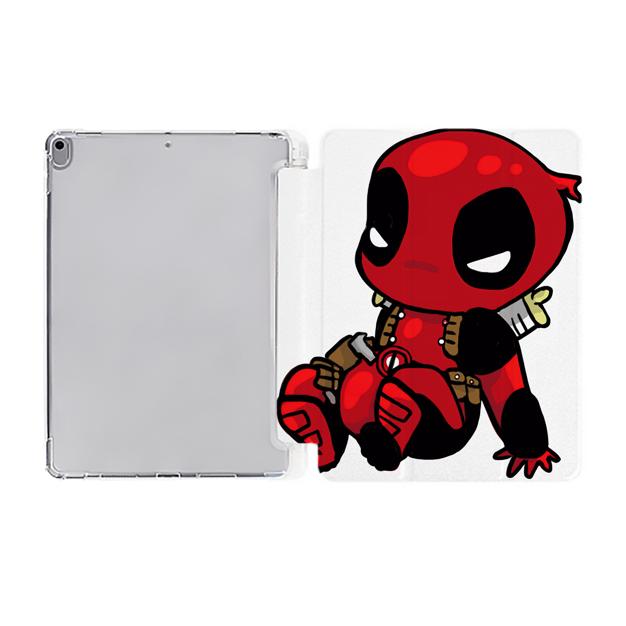 （画像用） Deadpool デッドプール IPad ケース ペン収納付き 三つ折りスタンド PUレザー×シリコン 対応機種9.5/10.5/10.9インチ